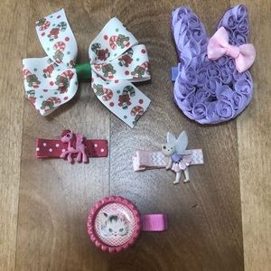 Unique set of 5 hair clips for baby/toddler